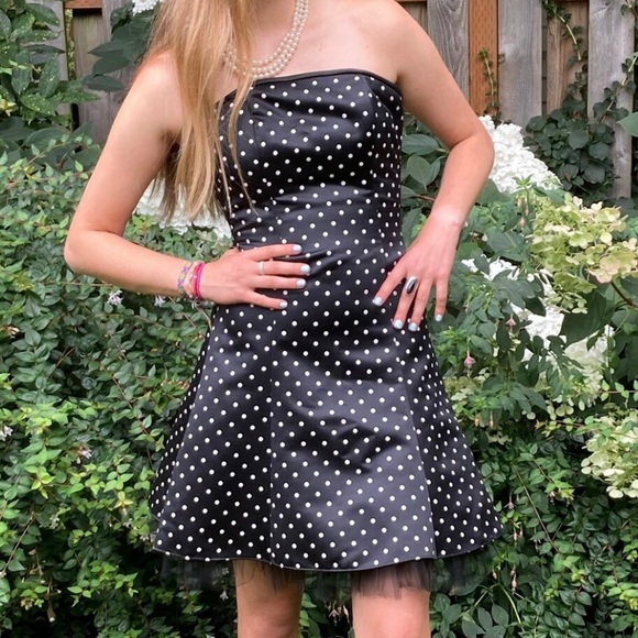 Jessica McClintock Dresses & Skirts - Jessica McClintock Gunne Sax Vintage Black & White Polka Dot Dress Size 3/4